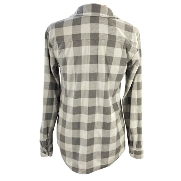Eddie Bauer Women's Fleece Button Front Shirt Gray Buffalo Plaid Size S Small - Picture 3 of 7
